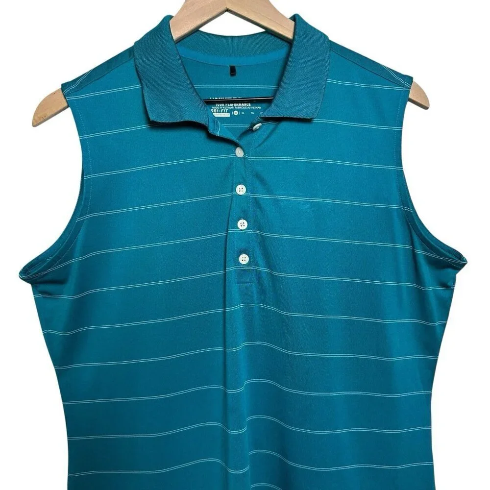 Nike Golf Tour Performance Sz XL Dri-Fit Pinstriped Striped Sleeveless Tank Top